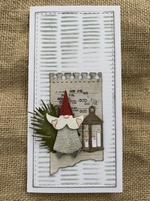 Liten gnometomte håller i skägget - Stansmallar från Gummiapan 2,9x5,3 cm