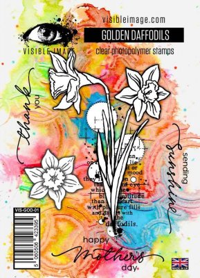 GOLDEN DAFFODILS Easter flower clear stamp set - Stämpelset med påsklilja från Visible image A6