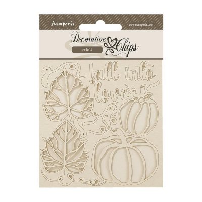 PUMKINS GOLDEN HARMONY DECORATIVE CHIPS - Tunna pumpadekorationer från Stamperia