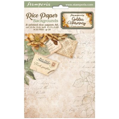 GOLDEN HARMONY RICE PAPER BACKGROUNDS - Rispapper från Stamperia A6