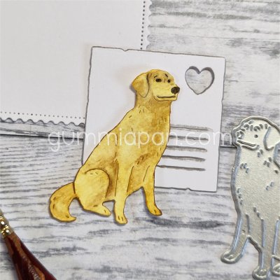 Golden retriever hund-stansmall från Gummiapan 3,92x4,66 cm