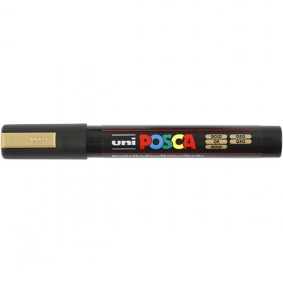Gold posca marker PC-5M - Guldfärgad tuschpenna med 2,5 mm-spets från Uni