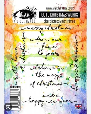 GO TO CHRISTMAS WORDS clear stamp set - Stämpelset med engelska juluttryck från Visible Image A6