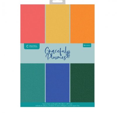 GRACEFUL PLUMES luxury linen card pack from Crafter's Companion A4