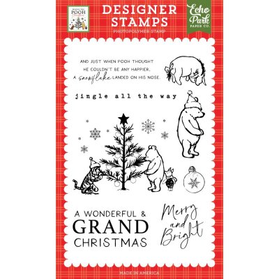 GRAND CHRISTMAS WINNIE THE POOH clear stamp set - Stämpelset med Nalle Puh från Echo Park A6