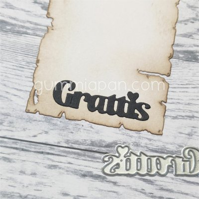 GRATTISstansmall med bred font från Gummiapan ca 46,5 x 13 mm