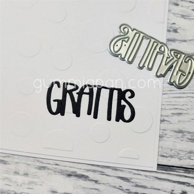 GRATTIS SWEDISH CONGRATS die - Grattis-stansmall från Gummiapan ca 47,5 x 18,5 mm