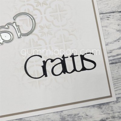 GRATTIS TUNN O HOPFOGAD CONGRATS SWEDISH die - Stansmall från Gummiapan ca 61,5 x 20 mm