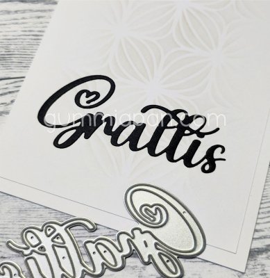 GRATTIS MED HJÄRTA SWEDISH CONGRATS die - Stansmall från Gummiapan ca 76 x 35,5 mm