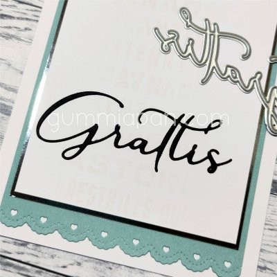 GRATTIS HANDSKRIVET SWEDISH CONGRATS die - Stansmall från Gummiapan ca 75 x 28,5 mm