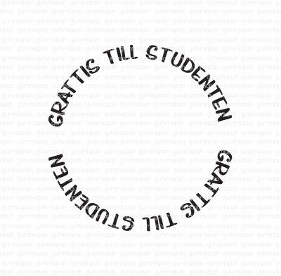 Grattis till studenten Swedish graduation stamp from Gummiapan ca 5,8 cm in diameter