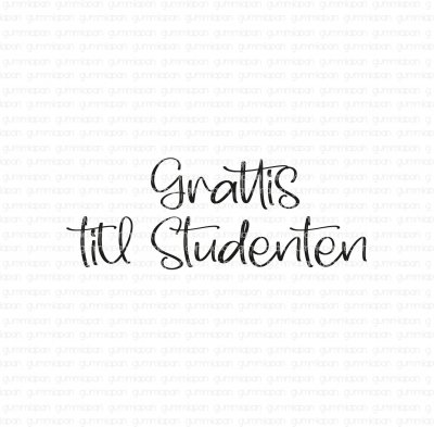 GRATTIS TILL STUDENTENstämpel med snirklig text från Gummiapan ca 44,5 x 16,5 mm