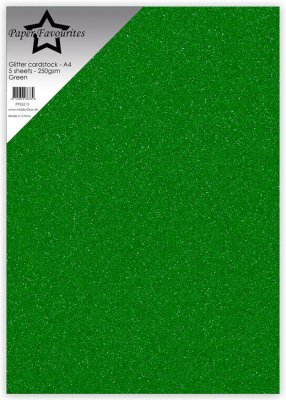 GREEN GLITTER CARDSTOCK - Grönt glitterpapper från Paper favourites A4