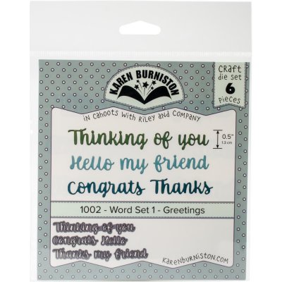 FÖRBESTÄLLNING Greetings word die set 1 1002 - Engelska ordstansmallar från Karen Burniston