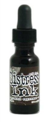 Ground espresso brown distress reinker - Mörkbrunt påfyllningsbläck från Tim Holtz Ranger ink 14 ml