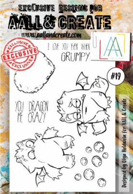 Grumpy dragons clear stamp set - Stämplar med söta drakar från Aall & Create A6