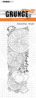 Colorful fruit clear stamp - Stämpel med citrusfrukter från Studio Light 14,8x5,22 cm