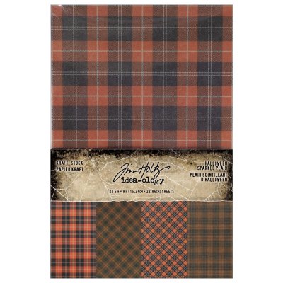 HALLOWEEN 2024 SPARKLE PLAID KRAFT-STOCK pattern paper from Tim Holtz Idea-ology