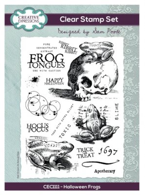 HALLOWEEN FROGS clear stamp set - Stämpelset med grodor från Creative Expressions A5
