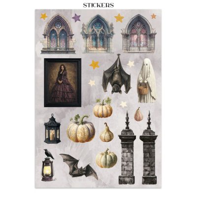 HALLOWEEN JUNK JOURNAL - Bakgrundspapper, stickers m m från Vicky Papaioannou Stamperia A4