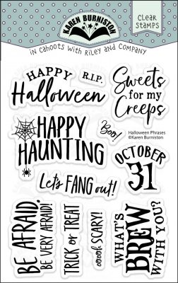 HALLOWEEN PHRASES clear stamp set - Stämpelset med engelska halloweenuttryck från Karen Burniston