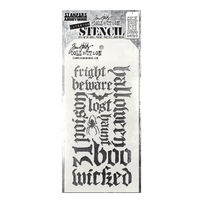 HALLOWEEN SCRIPT word stencil - Schablon med ord från Tim Holtz Stamper's anonymous
