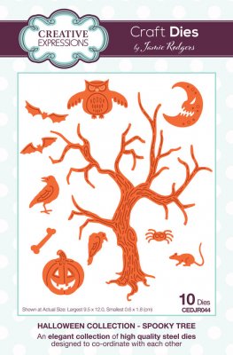 SPOOKY TREE Halloween die set - Stansmallar med träd, uggla, fladdermöss m m från Creative Expressions