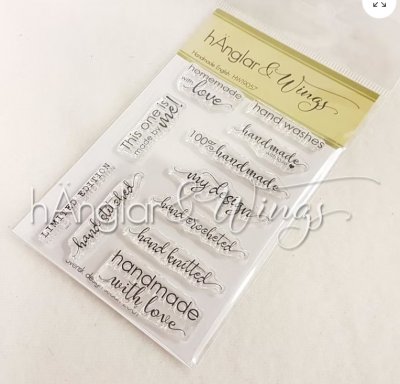 Handmade English clear stamp set - Stämpelset med engelska texter handgjort från Hänglar & Wings A7