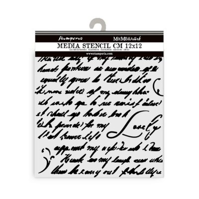 Stamperia Masquerade Thick Stencil 12x12 cm Handwriting - Schablon med handskriven text från Stamperia 12x12 cm