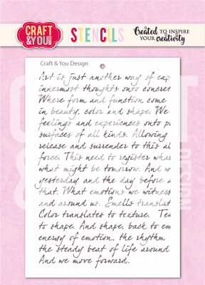 HANDWRITTEN TEXT stencil - Schablon med handskriven text från Craft & You A6