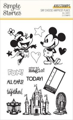 ALL EARS! SAY CHEESE HAPPIEST PLACE clear stamp set Mickey Mouse - Musse Piggstämplar från Simple Stories A6