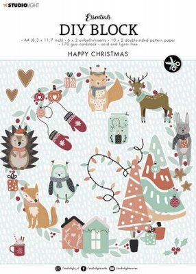 Happy Christmas Die Cut Block Essentials nr.12 from Studio Light A4