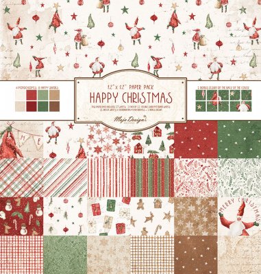 HAPPY CHRISTMAS paper pack 12X12 - Mönsterpapper med jultema från Maja Design 30X30 cm
