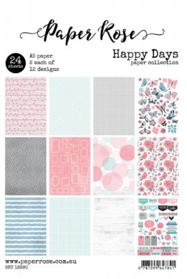 PRE-ORDER - Happy days paper collection - 24 patterned papers from Paper Rose A5
