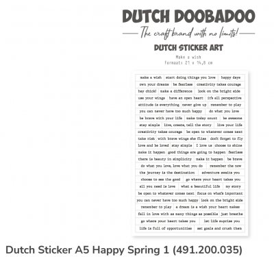 HAPPY SPRING 1 text sticker set - Engelska ordstickers med vårtema från Dutch Dooobadoo A5