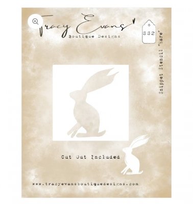 HARE stencil - Schablon med hare från Tracy Evans 10x10 cm