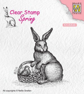 Easter hare with basket clear stamp - Stämpel med en hare och påskägg från Nellie Snellen 6,1*6,5 cm