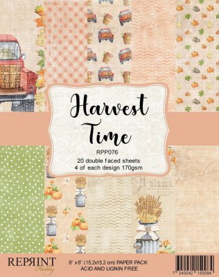 Harvest Time 6x6 Inch Paper Pack - Mönsterpapper med höst- och skördetidstema från Reprint 15x15 cm
