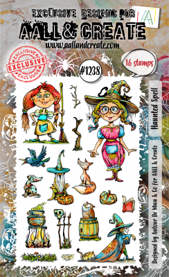 HAUNTED SPELL Halloween clear stamp set - Stämpelset med små figurer från AALL & Create A6