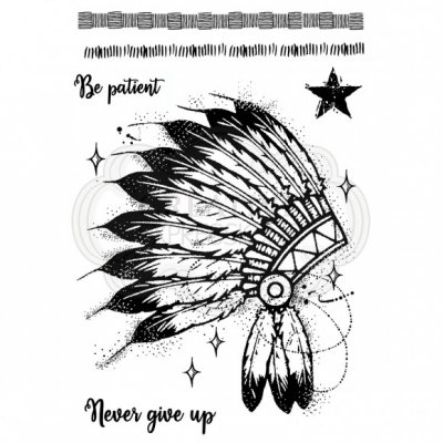 Headdress clear stamp set - Stämpelset med indianfjäderskrud från Woodware / Creative expressions