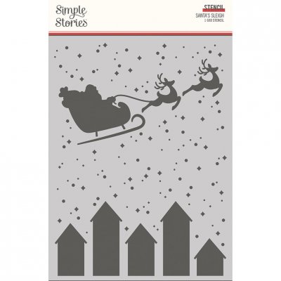 Santa's Sleigh Hearth & Holiday Stencil - Schablon med tomte i släde från Simple Stories 15x20 cm