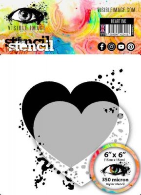 HEART INK stencil - Schablon med hjärta från Visible image 15x15 cm