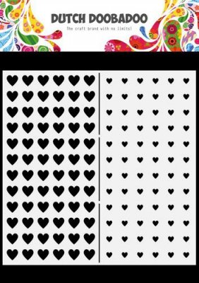 Slimline hearts stencil set - Schabloner med hjärtan från Dutch Doobadoo 21x21 cm