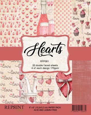 Hearts paper pack 6x6 from Reprint 15x15 cm