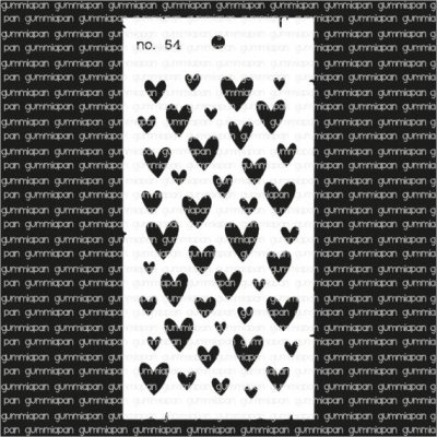 Hearts stencil 54 Hjärtan-schablon från Gummiapan 10x21 cm