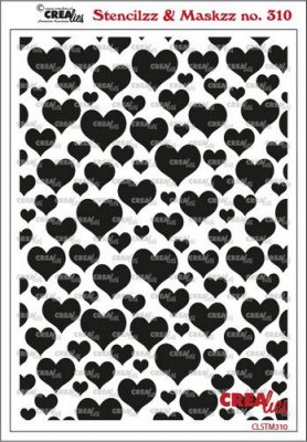 FÖRBESTÄLLNING Hearts stencil - Schablon med hjärtan från CreaLies 15x21 cm