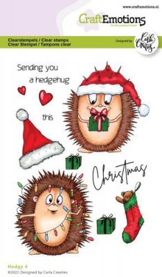 Hedgy 4 Christmas hedgehog clear stamp set from Craft Emotions A6