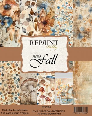 HELLO FALL Autumn paper pack 6x6 - Mönsterpapper med hösttema från Reprint 15x15 cm