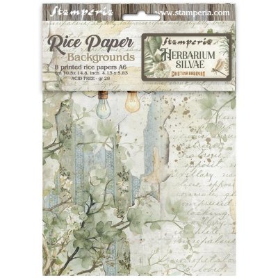 Herbarium Silvae rice paper backgrounds - Rispapper från Stamperia A6