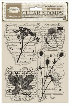 HERBARIUM SILVAE BOTANIC CLEAR STAMP SET - Stämpelset med blomtema från Stamperia A5